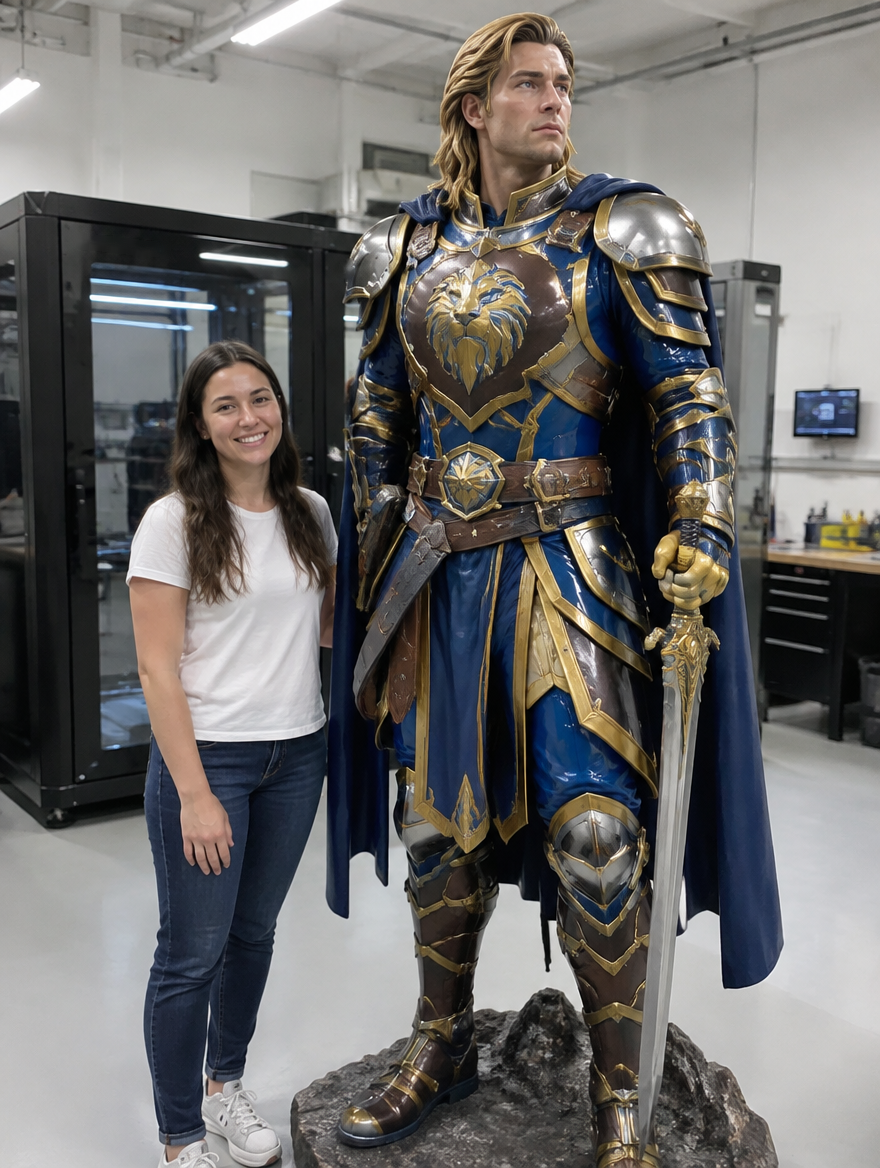Life-size 3D-printed statue fully painted in lifelike color